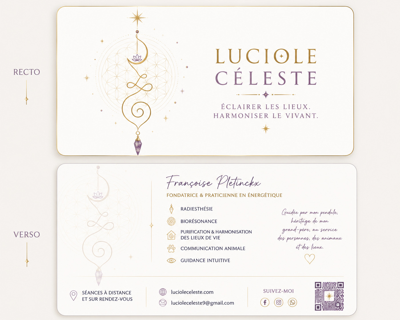 Carte de visite Luciole Céleste — Françoise Pletinckx